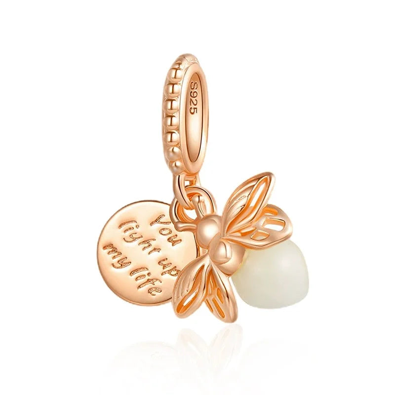 Hot Sale Night Glow Firefly Charm Beads For 3mm 925 Original Bracelet Women 925 Silver Pendant Bead DIY Jewelry Gift