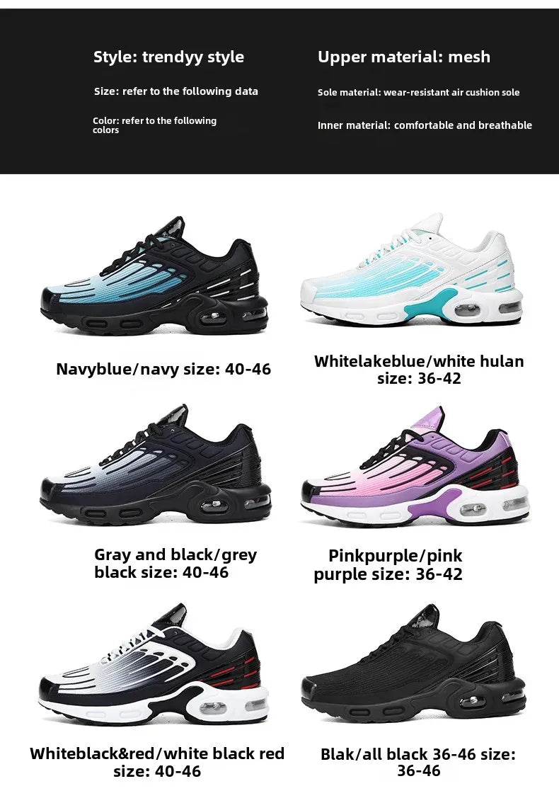 2024 New Spring Large Size Couple Air Cushion Sports Shoes Student Running Shoes Men Casual Trendy Sport Shoes Breathable