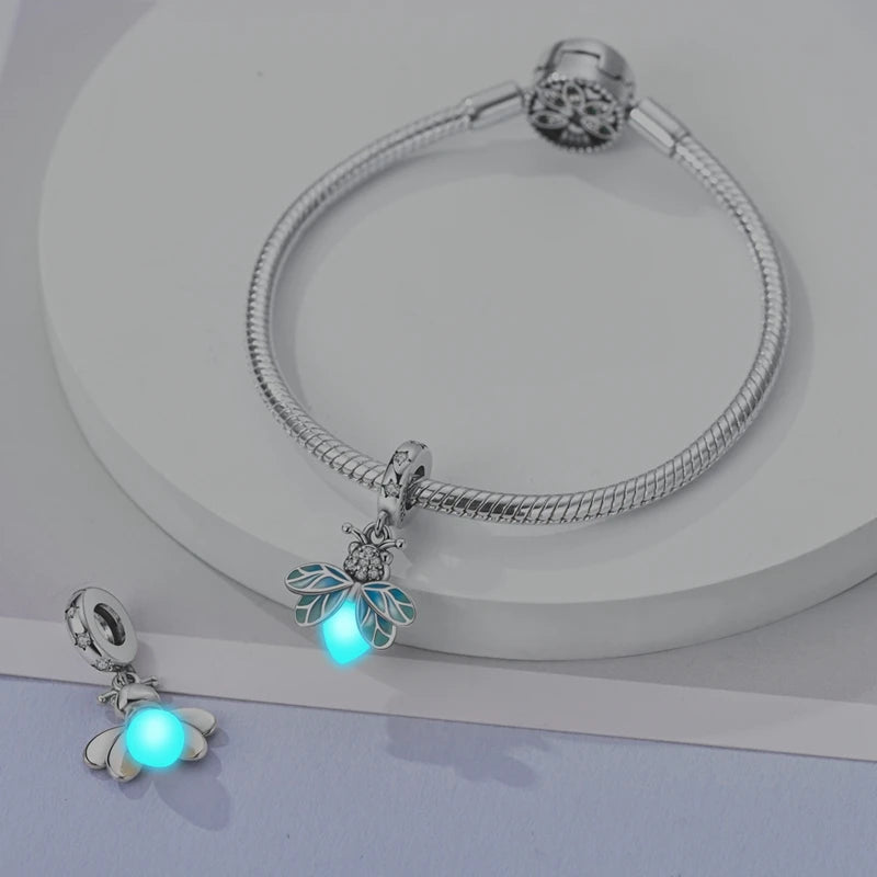 925 Sterling Silver Chameleon Luminous Firefly Butterfly Charms Beads Fit Qikaola 925 Original Bracelets Fine DIY Jewelry Making