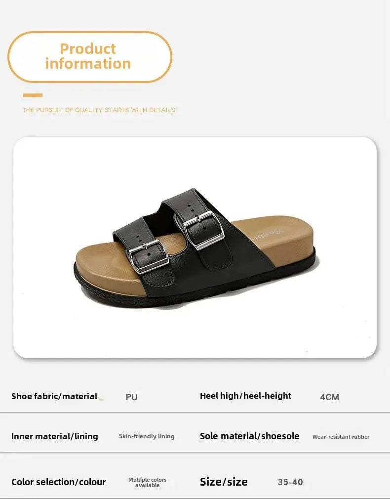 Women's Belted Sandals Roman Style PVC Material Open Toe Metal Decorated Flat Heels Spring Summer Outdoor Wear Fashionable Versa