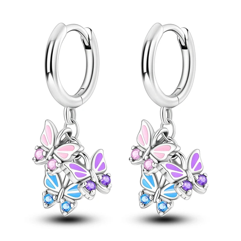 925 Sterling Silver Colored Zirconium Stars Hoop Earrings For Women Jewelry Anniversary WeddingMaking Jewelry Gift