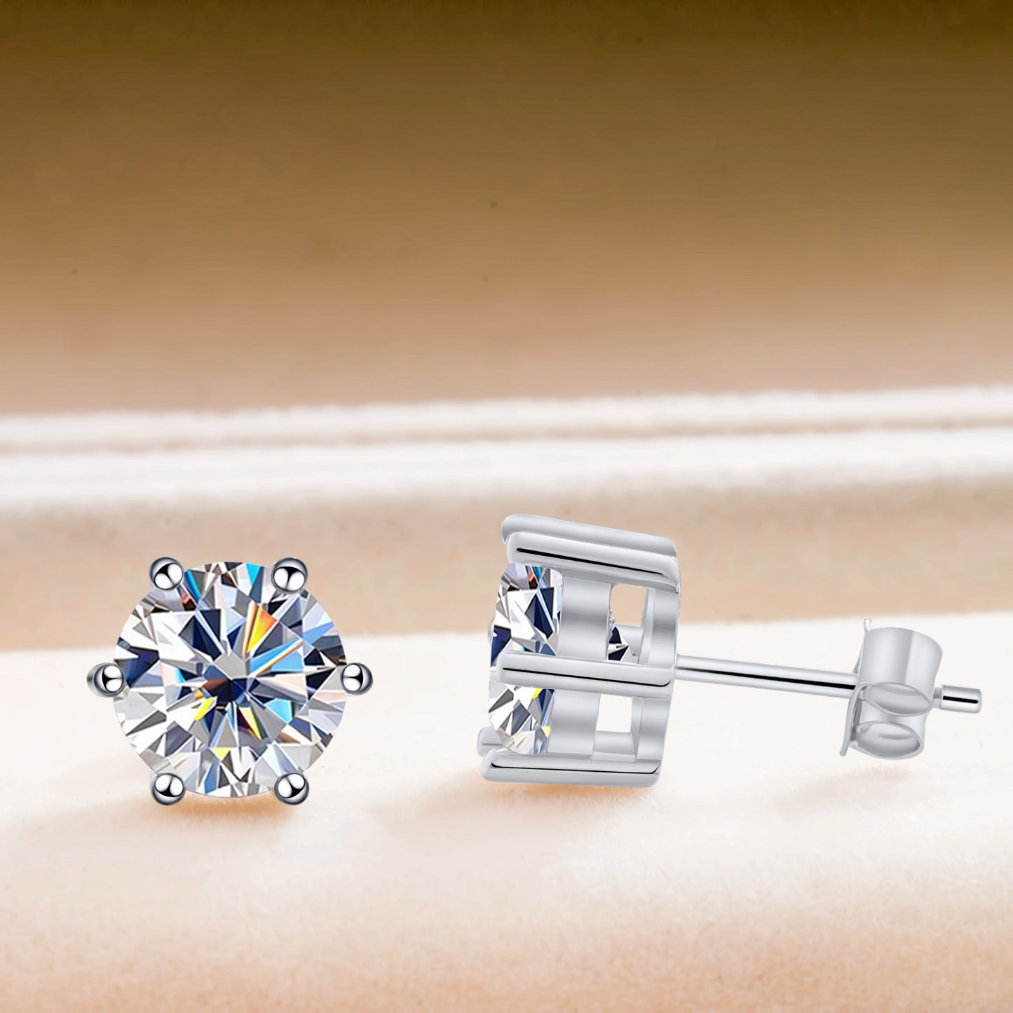 TY D Color Brilliant Round Cut Lab Moissanite Dia Stud Earrings For Women 925 Sterling Silver Plated Wedding Fine Jewelry Gift
