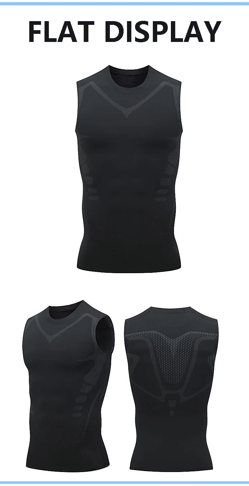 Men's sci-fi printed black vest, fashionable and casual men's quick drying T-shirt, sports and fitness round neck elastic vest