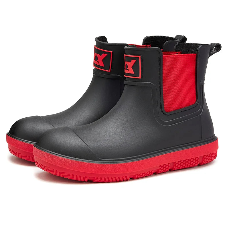 Versatile Casual Waterproof Men's Rain Shoes Short Boot Fleece Lined Warm Non-slip Wear Resistant Comfortable Outdoor Wear