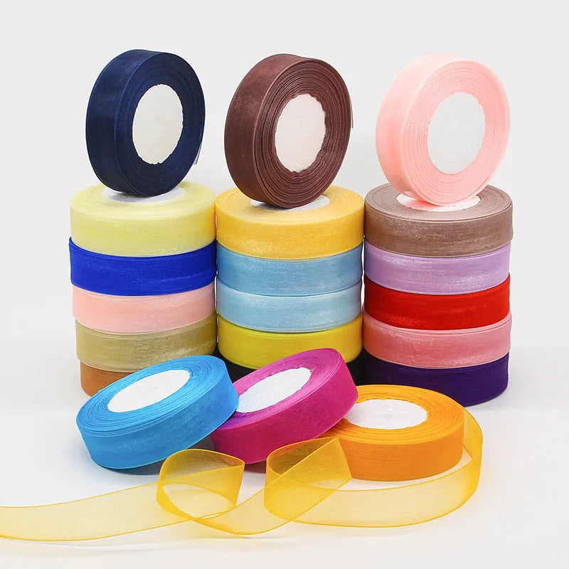 50 Yards Sheer Chiffon Ribbon Organza Lace Ribbons For DIY Crafts Christmas Halloween Wedding Decoration Gift Wrapping Fabric