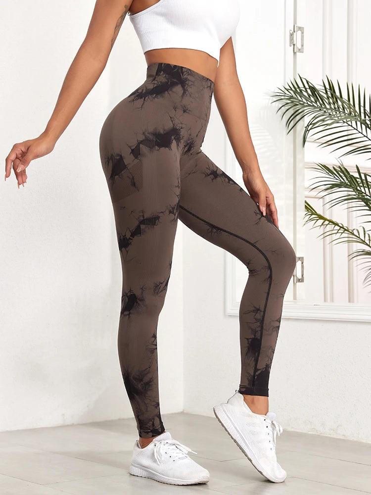 2024 New Tie Dye Gym Leggings Women Fitness Push Up Casual Sport Leggings Of Women  Running Outdoors