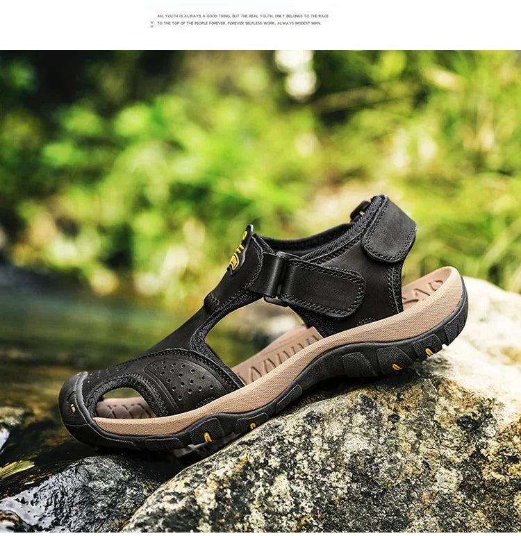 2024 New Man's shoes Genuine Leather Men Sandals Summer Men's Shoes Outdoor Water Shoes Leather Sandals For Men