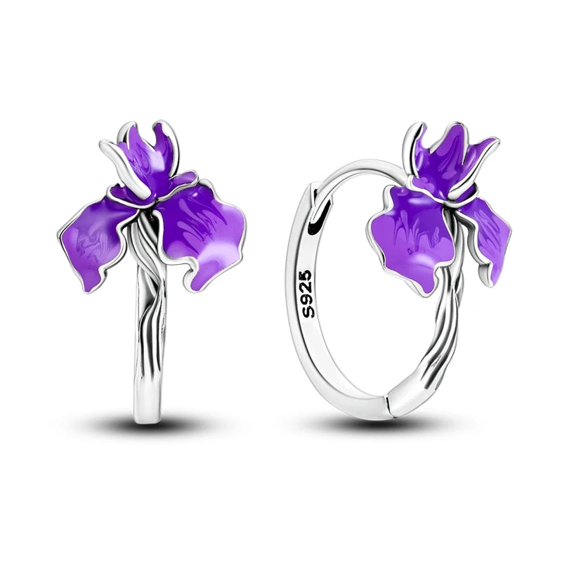 925 Sterling Silver Colored Zirconium Stars Hoop Earrings For Women Jewelry Anniversary WeddingMaking Jewelry Gift