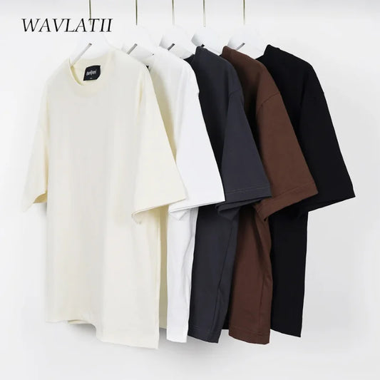 100% Cotton Men's Women Summer T-shirt Loose Short-sleeved Casual Basic T-Shirt Round Neck Solid Color Breathable Unisex Tops