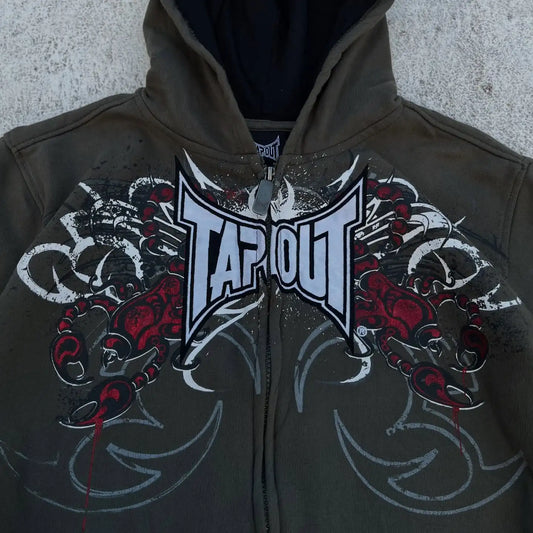 American Hip Hop letter Tapout Zipper Hoodie Super Dalian Hoodie Y2K Sweatshirt Men And Women Printed Embroidered Street Clothes