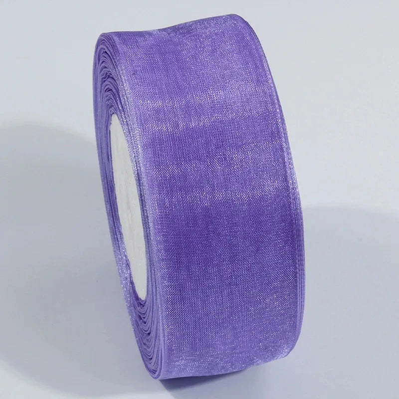 50 Yards Sheer Chiffon Ribbon Organza Lace Ribbons For DIY Crafts Christmas Halloween Wedding Decoration Gift Wrapping Fabric