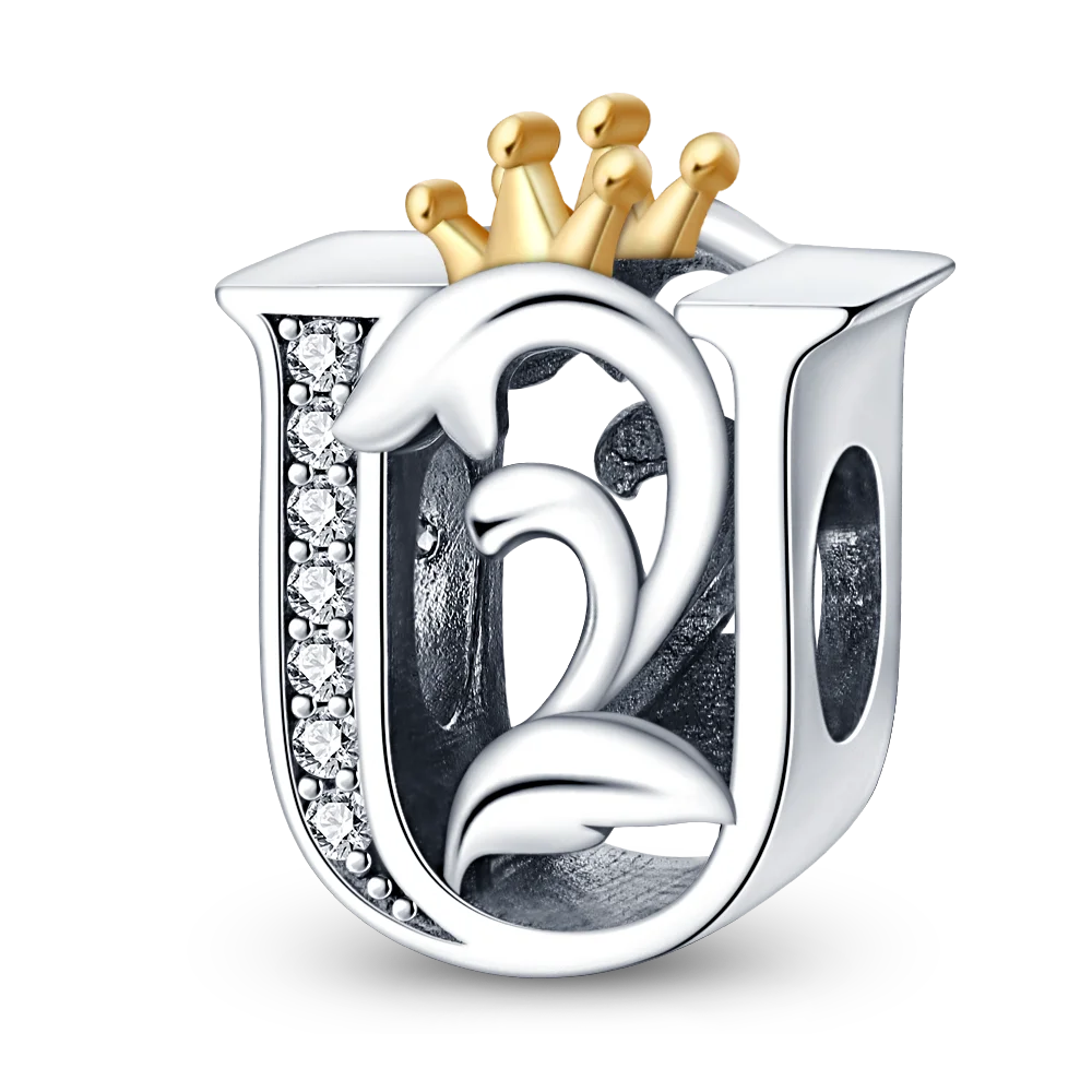 Fit Qikaola 925 Original Bracelets Charms Classic Crown 26 Letters Alphabet Charms Beads For Women Fine DIY Wedding Jewelry Gift