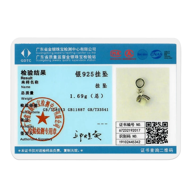 100% 925 Sterling Silver Creative Blue Luminous Firefly Charms Pendants Fit Qikaola 925 Original Bracelets DIY Birthday Jewelry
