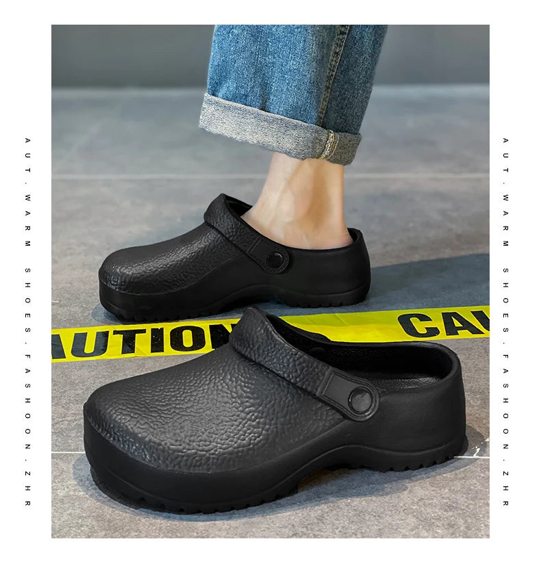 Summer Chef Shoes for Man Sport Sandals Flat Non Slip Clogs Kitchen Shoe Multi Occasion Multi Crowd Work Shoes Walking Slippers