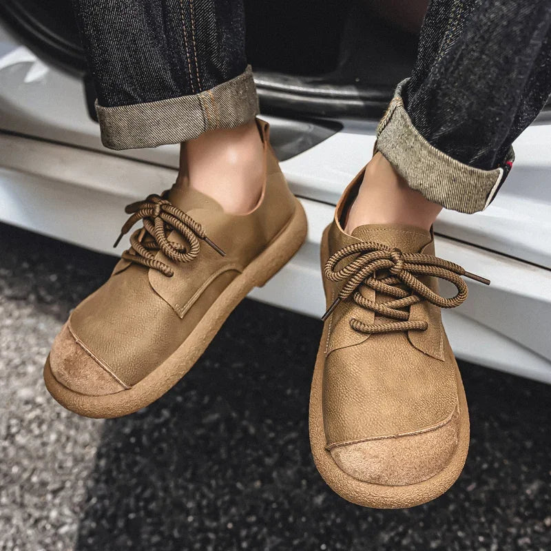 Men's Casual Shoes Comfortable Retro Men's Leather Casual Shoes Men's Fashion Retro Flat Boots for Men Shoes