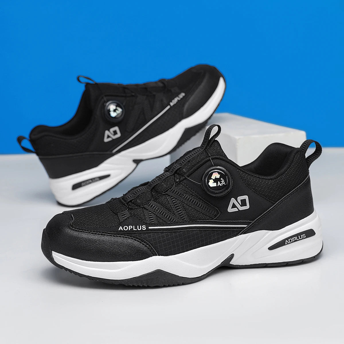 Men's Outdoor Hiking Shoes, New Leather and Mesh Combination with Rotating Buckle Design, Comfortable, Breathable, Versatile Casual Shoes, Men's Low-Top Lace-Up Thick-Soled Non-Slip Wear-Resistant Outdoor Trekking Shoes, Men'