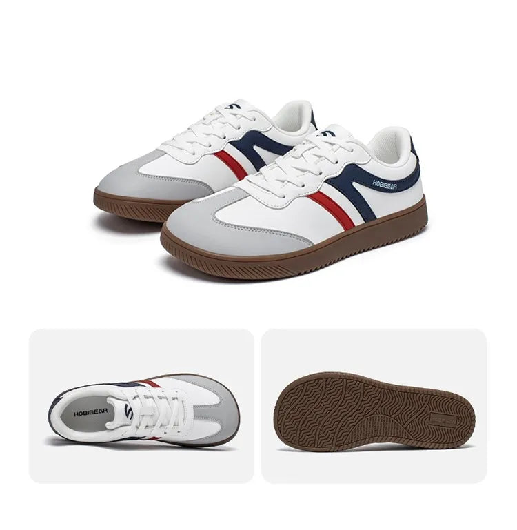 HOBIBEAR Unisex Wide Toe Shoes Artificial Leather Sneakers Casual Lace Up Retro Fashion Shoes for Women Men