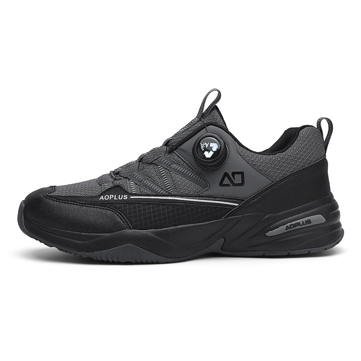 Men's Outdoor Hiking Shoes, New Leather and Mesh Combination with Rotating Buckle Design, Comfortable, Breathable, Versatile Casual Shoes, Men's Low-Top Lace-Up Thick-Soled Non-Slip Wear-Resistant Outdoor Trekking Shoes, Men'