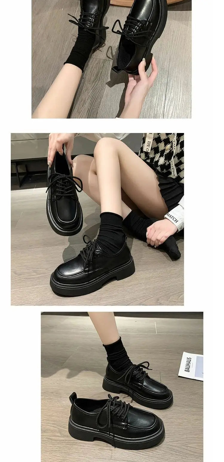 Women's Shoes Platform Round Toe British Style All-Match Oxfords Casual Female Sneakers Shallow Mouth Flats Autumn Loafers With