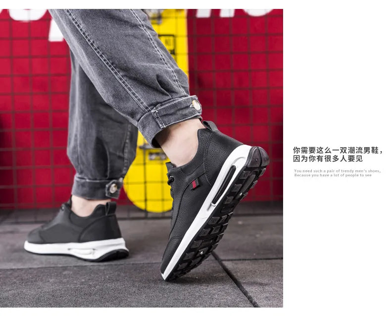 Men's PU Leather Sneakers Business Casual Shoes for Man Outdoor Breathable Sneakers Male Fashion Loafers Walking Footwear Tenis