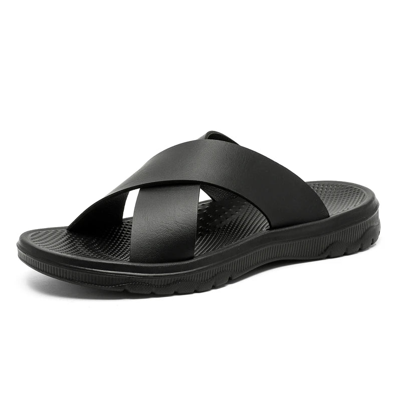YRZL Men Casual Sandals Lightweight Comfortable PU Leather Summer Slippers Non Slip Outdoor Shoes for Beach Walking Flip Flops
