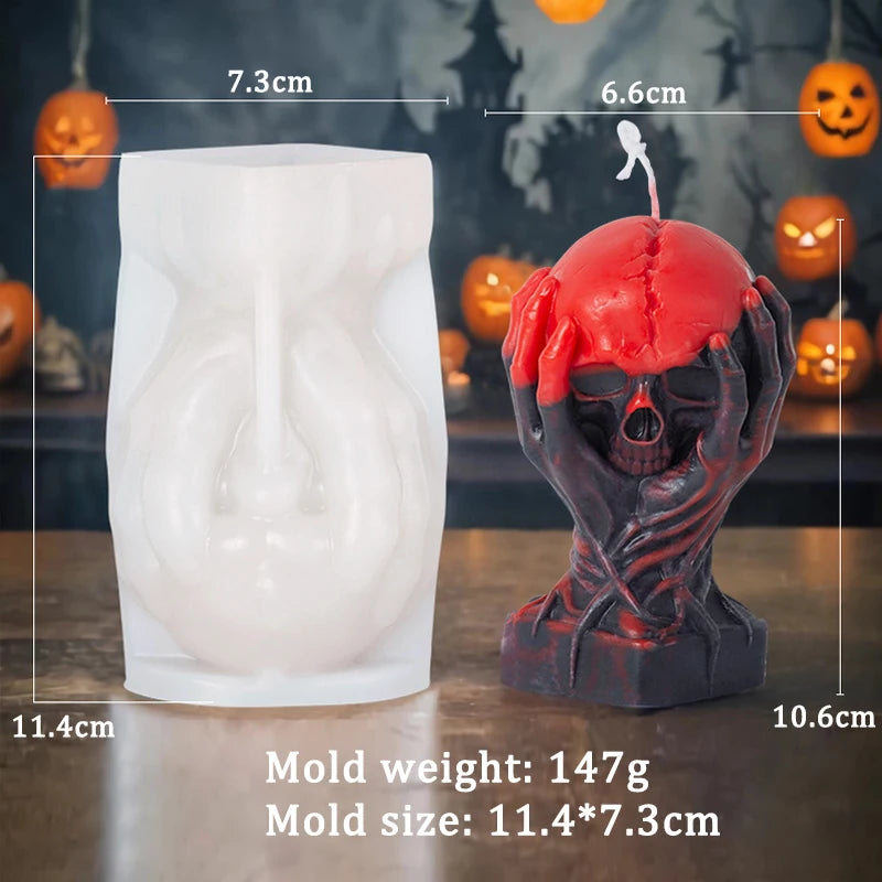Horror Skull Snake Candle Silicone Mold Handicraft the Evil Hand Abstract Art Aromatherapy Candle Gypsum Mould Halloween Decor