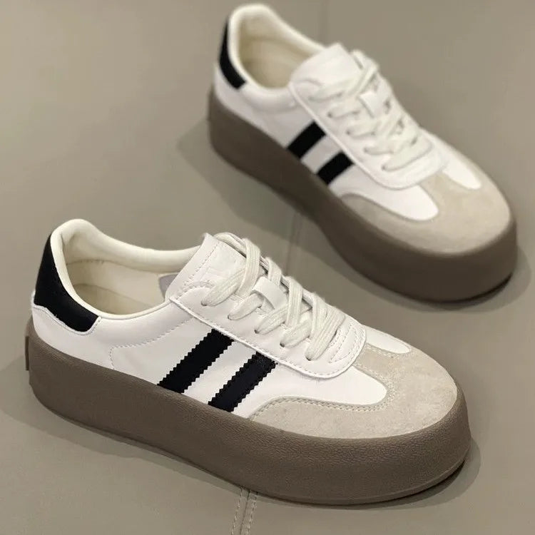 Spring and Autumn New Korean version Fashion Casual color Bock Thick sole Women's Versatile Comfortable Vulcanized Shoes 2025