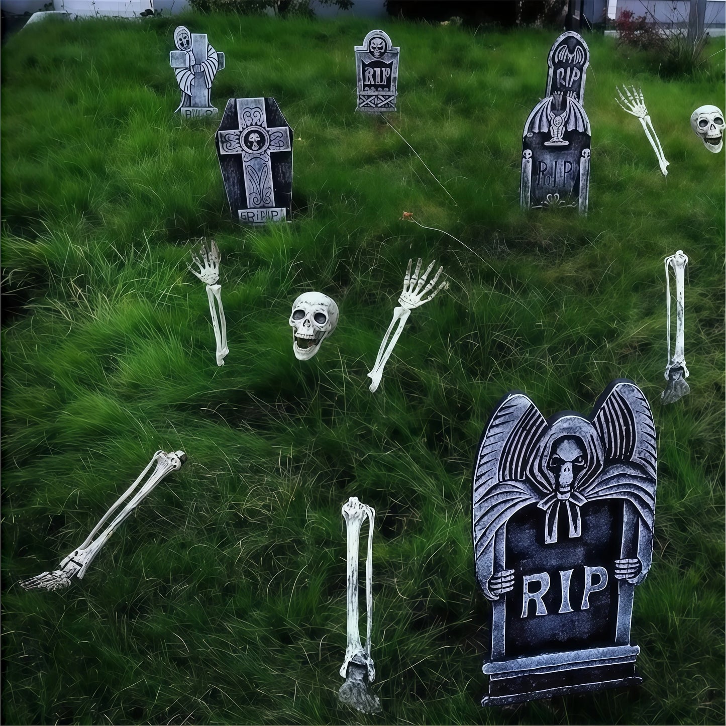 Halloween Skeleton Stake Decorations, Realistic Skeleton Arm Leg Bones, Spooky Yard Garden Halloween Decoration