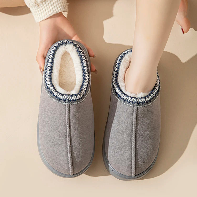 Platform Fluffy Slippers Women House Flats Fashion Plush Winter Designer Shoes Ladies Home Elegant Casual Footwear Large Size