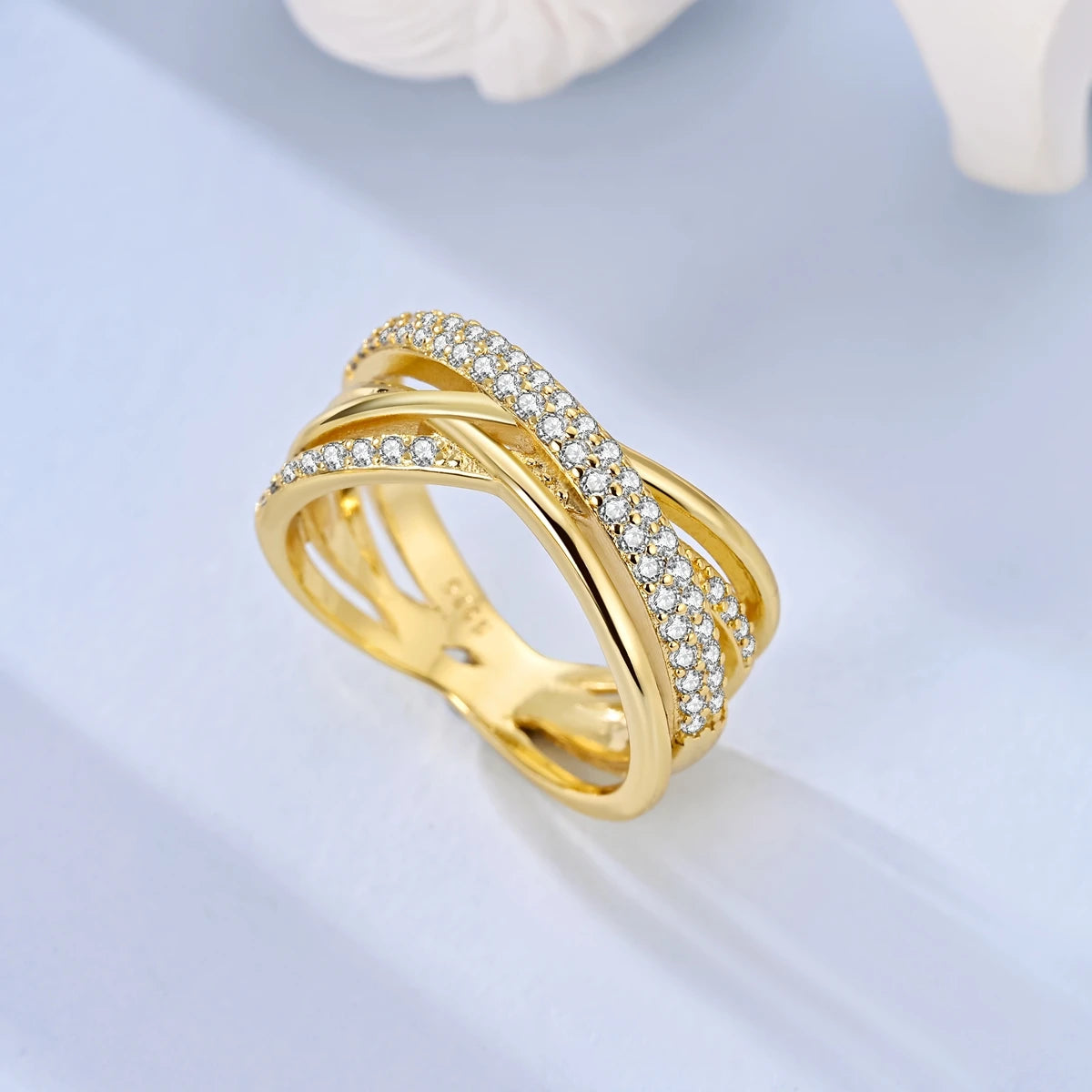 Rings 925 Silver Interwoven Line Rings Zircon Geometric Winding Rings Romantic Engagement Wedding Valentine Fine Jewelry Gift