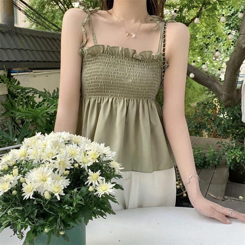 Women Elegant Top Solid Color Fashion Hotsweet Basics Backless Casual Y2k Camis Sexy Clothes
