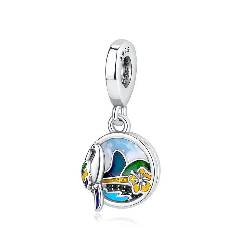 Original 925 Sterling Silver Charms Camera Suitcase London Bus Love Heart Beads Fit Bracelets Necklaces DIY Jewelry Women