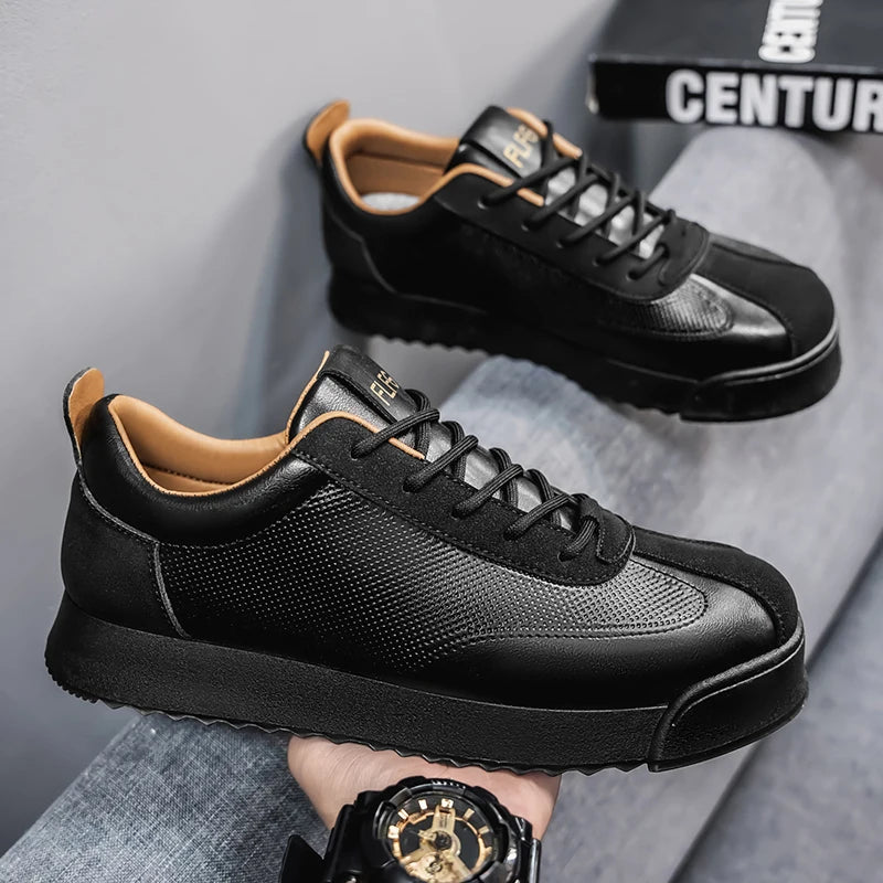 Luxury Fashion Men's Casual Shoes Leather Walking Sneakers Retro Platform Sport Shoes Comfortable Flats for Men Zapatos Hombre