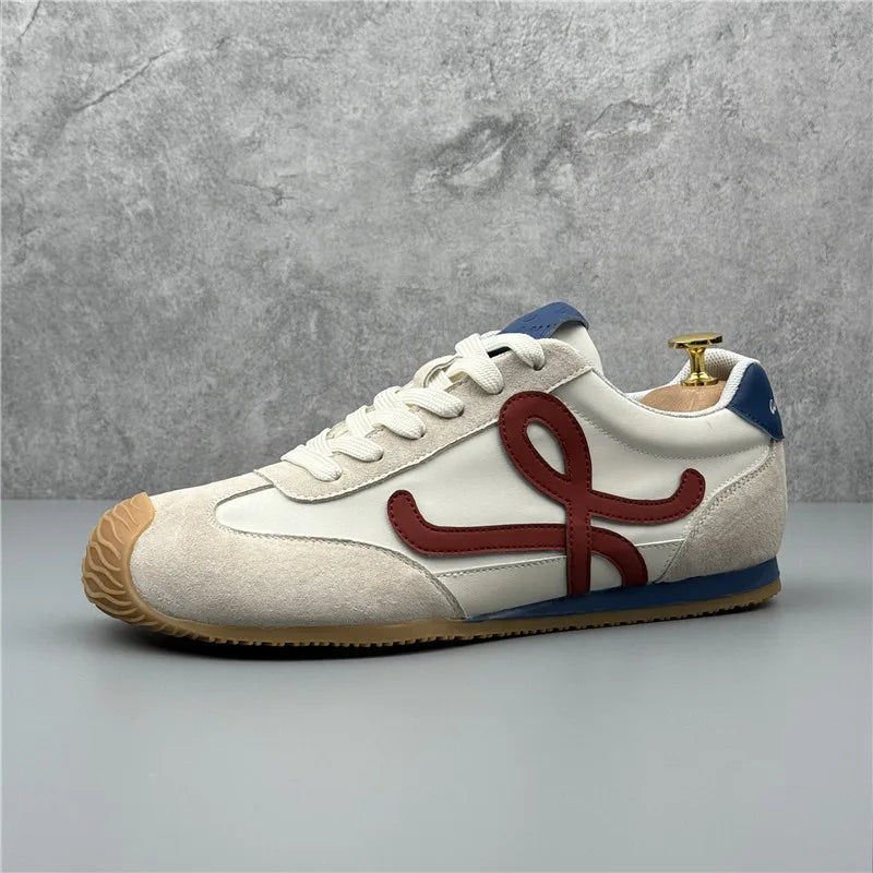 Mens Leather Shoes Fall Fashion Sneakers for Driving Walking Office, Comfortable Men Slip on Skate Flats Non Slip Youth Shoes