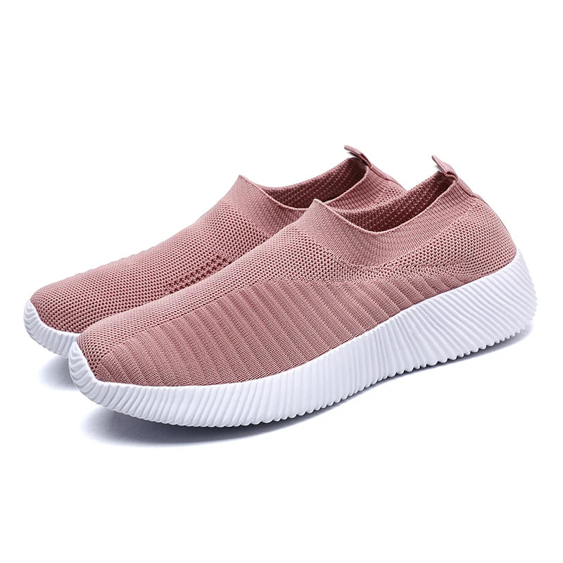 Women Vulcanized Shoes High Quality Women Sneakers Slip On Flats Shoes Women Loafers Plus Size 43 Walking Flat