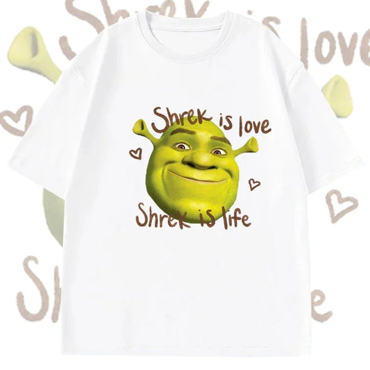 Summer T Shirt Shrek Is Love Print Tshirt Women Casual Sport Loose Cute Funny Round Neck Top Short Sleeve Top Clothing T Shirt