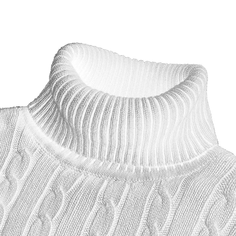 2025 New Men's High Neck Sweater Solid Color Pullover Knitted Warm Casual Turtleneck Sweatwear Woolen Mens Winter Outdoor Tops