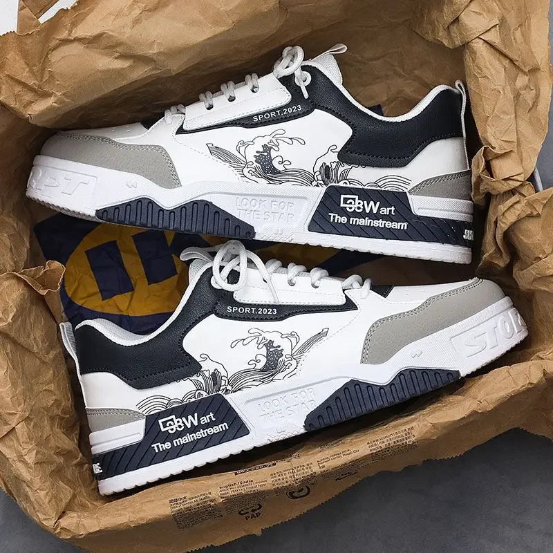 Men's Casual Shoes 2025 Spring New Style Graffiti Breathable Sneakers High Quality Designer Men Platform Shoes Zapatillas Hombre
