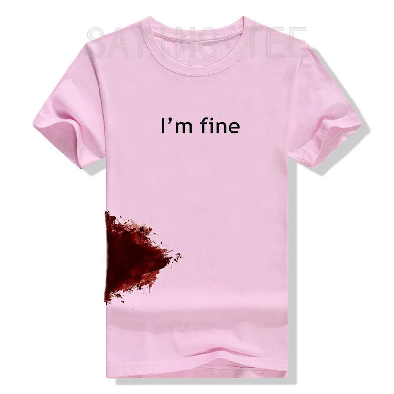 I'm Fine Graphic Novelty Sarcastic Movie Halloween Costume Humor Scary Funny T Shirt Gifts for Women Men Clothing Graphic Tee