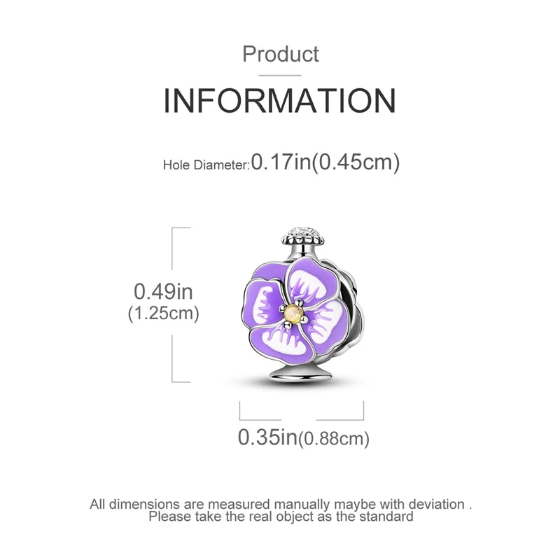 Original S925 Silver Romantic Pink Crown Perfume Bottle Charms Beads Fit Qikaola Bracelets Fine DIY Jewelry Valentine's Day Gift