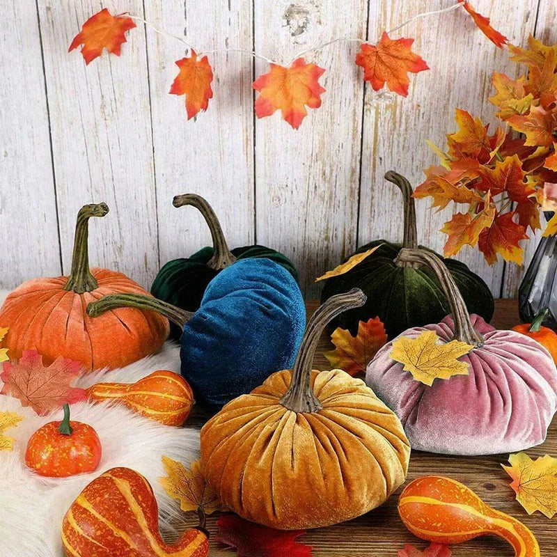 Handmade Velvet Pumpkins, Stuffed Small Pumpkins Artificial Cute Pumpkin Foam Halloween Thanksgiving Decor, DIY, Super Soft Fall