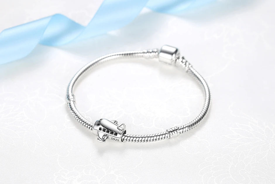 Original 925 Sterling Silver Charms Camera Suitcase London Bus Love Heart Beads Fit Bracelets Necklaces DIY Jewelry Women