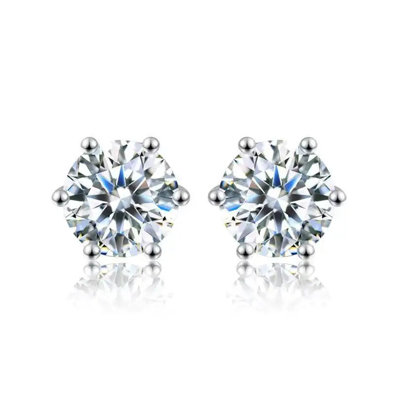 TY D Color Brilliant Round Cut Lab Moissanite Dia Stud Earrings For Women 925 Sterling Silver Plated Wedding Fine Jewelry Gift