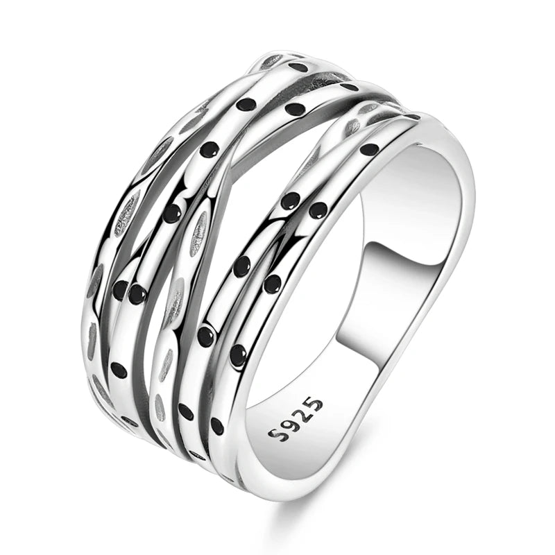 Rings 925 Silver Interwoven Line Rings Zircon Geometric Winding Rings Romantic Engagement Wedding Valentine Fine Jewelry Gift