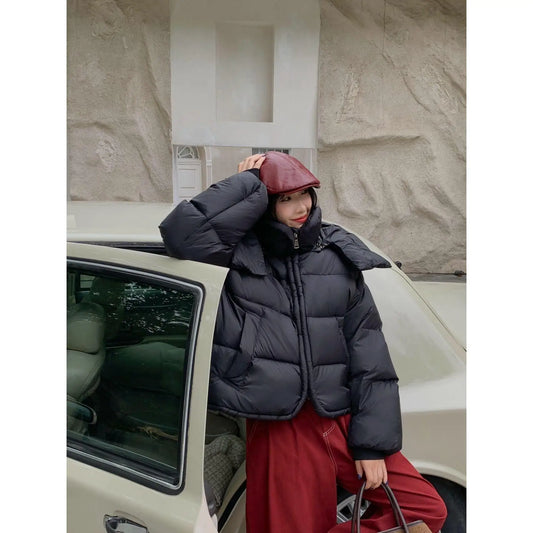 Coat New Korean Version Loose Fit Lapel Hooded Women Winter Premium Thickened Warm Bread Jacket