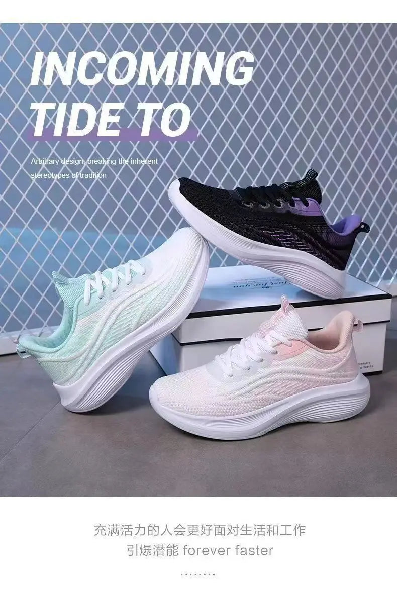 2025 Breathable Lace-up Running Shoes for Women Air Cushion Athletic Sneakers Lightweight Air Mesh Outdoor Sports Training Shoes
