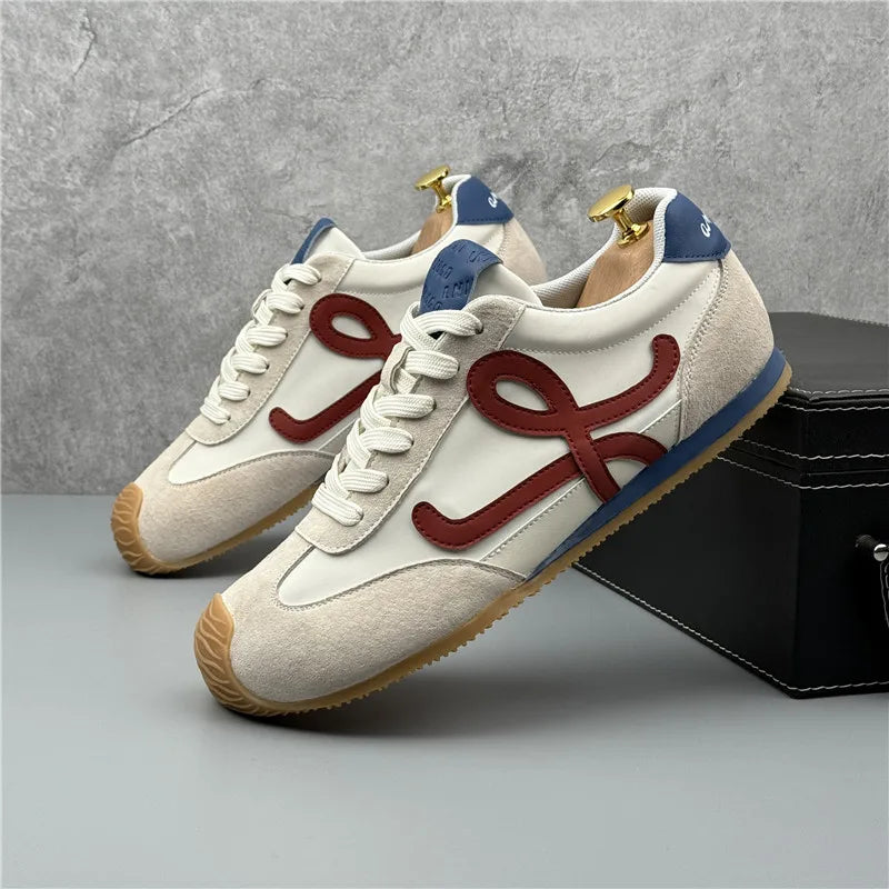 Mens Leather Shoes Fall Fashion Sneakers for Driving Walking Office, Comfortable Men Slip on Skate Flats Non Slip Youth Shoes