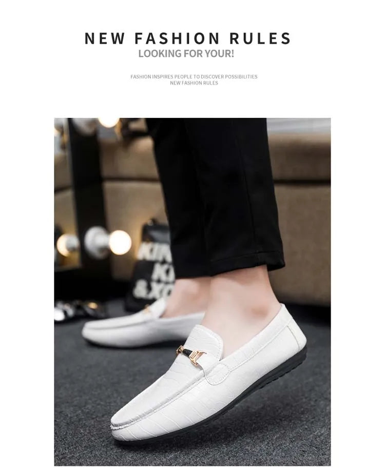 Autumn trend of 2025 men's bean shoes checkerboard casual men's shoes compound Leather men's flat shoes men's driving Size 39-46
