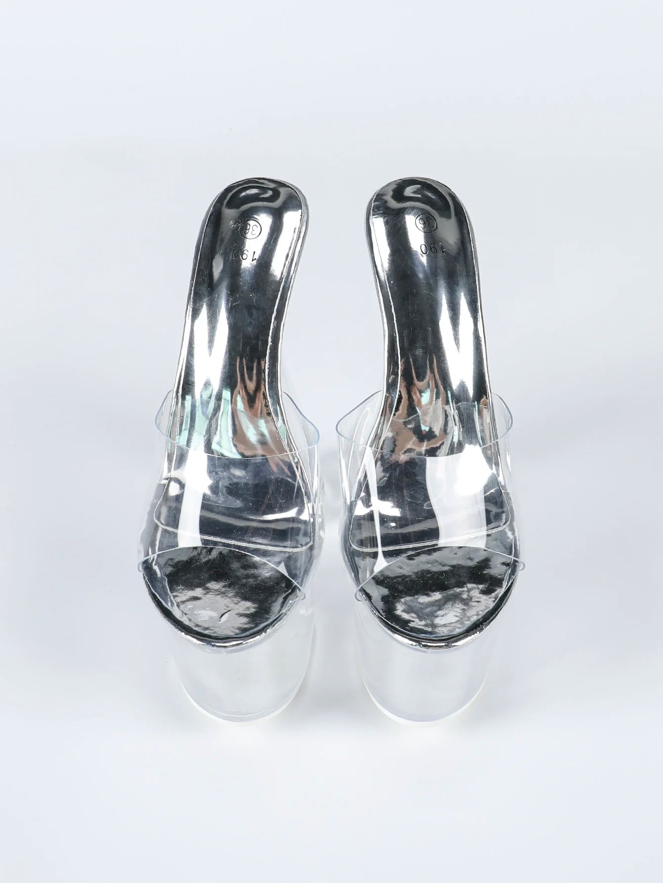 Crystal Clear Shoes For Women 18CM Super High Heel Summer Runway Thick Platform Sandals Transparent PVC Nightclub Exotic Heels