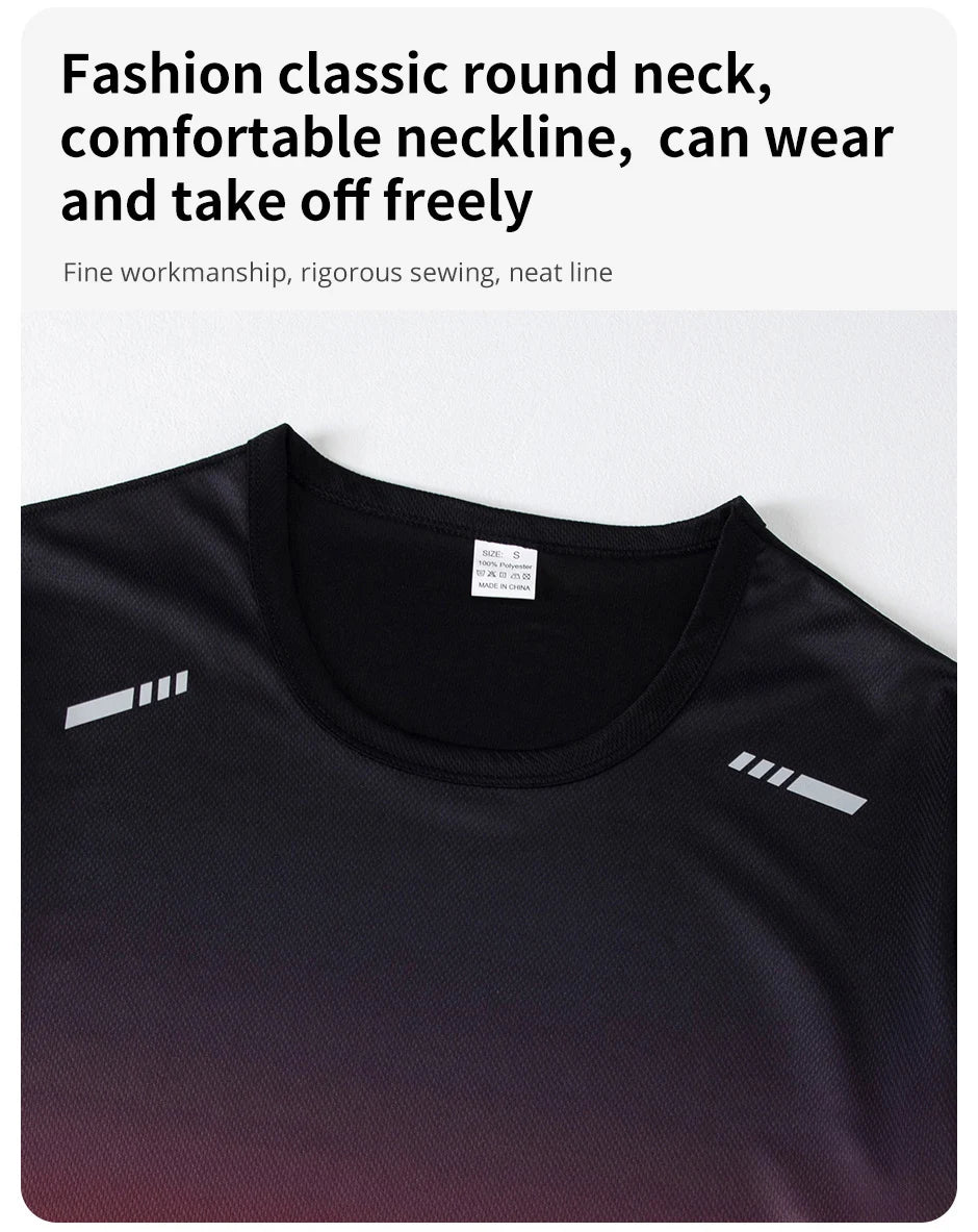 1/2/4/6-piece Men's Seasonal Sports Style Gradient Quick Drying Multi-color Short Sleeved Top Casual Running Black Shorts Set